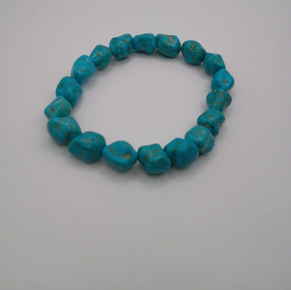 Jewelry - Mens Turquoise Natural Nugget Stone Beaded Bracelet Size 6.5
